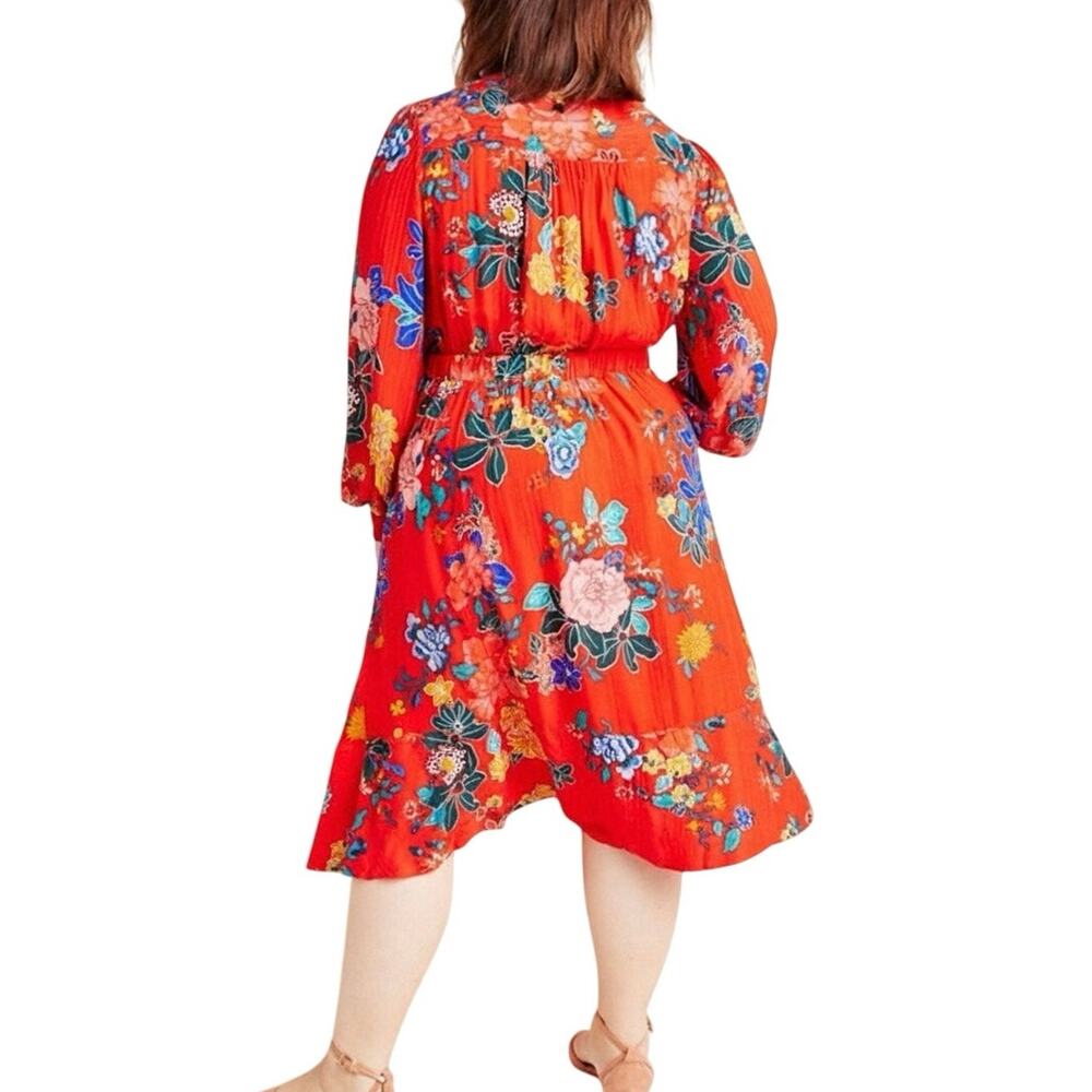 Anthropologie Boswell Floral Wrap Tunic Dress - 14 - Picture 5 of 6